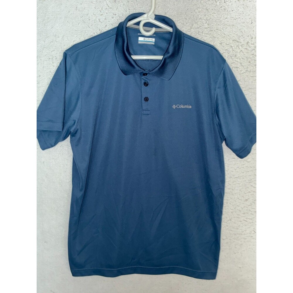 Columbia Omni-Wick Short Sleeve Polo Blue Mens Sz L Golf Outdoors